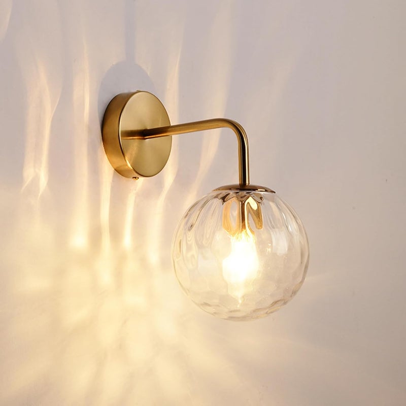 Złota kula lampa ścienna, nowoczesna lampa ścienna ze szkła, do sypialni, salonu, korytarza, dekoracyjna lampa ścienna do schodów
