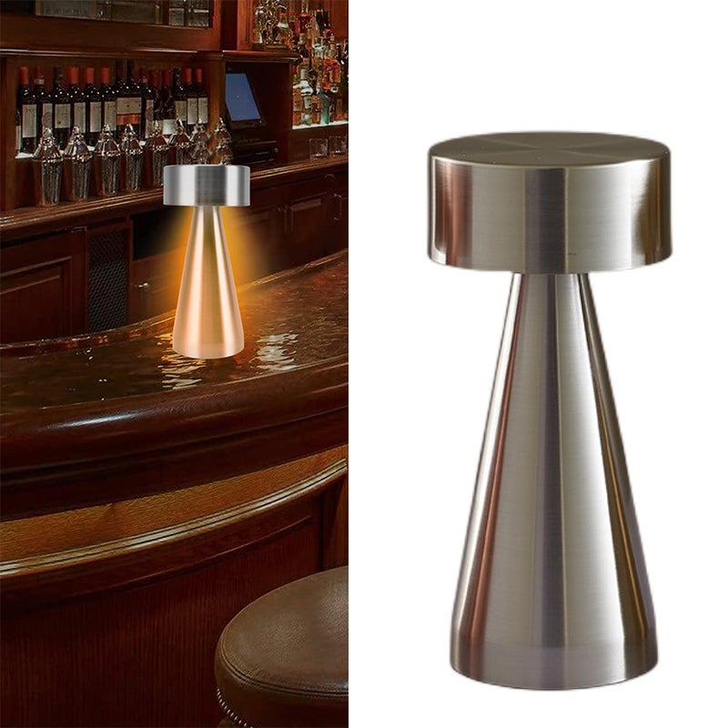 Lampa biurkowa LED do baru, lampa stołowa do jedzenia, dekoracyjna lampa stołowa do kawy, srebrna, dotykowa z trzema kolorami + ciągłe ściemnianie