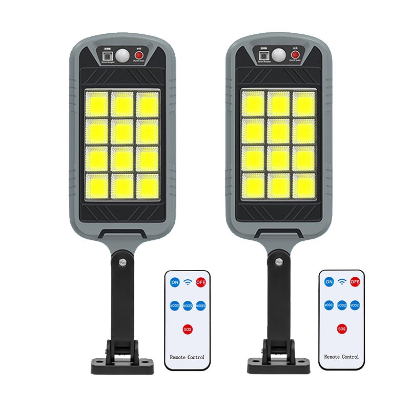 Lampy solarne na zewnątrz, 2 sztuki, lampy solarne z czujnikiem ruchu, lampy bezpieczeństwa solarnego, wodoodporny reflektor solarny, 3 tryby