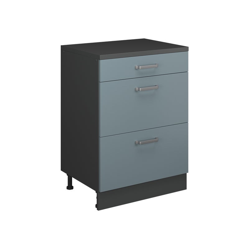 Vicco Kuchenna szafka pod skos R-Line, Niebiesko-szary, 60 cm bez skosu z 3 szufladami