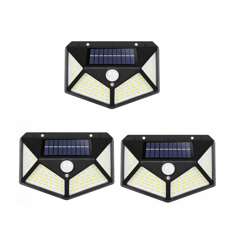Zestaw 3 lamp solarnych zewnętrznych, kąt świecenia 270°, z czujnikiem ruchu, wodoodpornych IP65, idealnych do ogrodu.