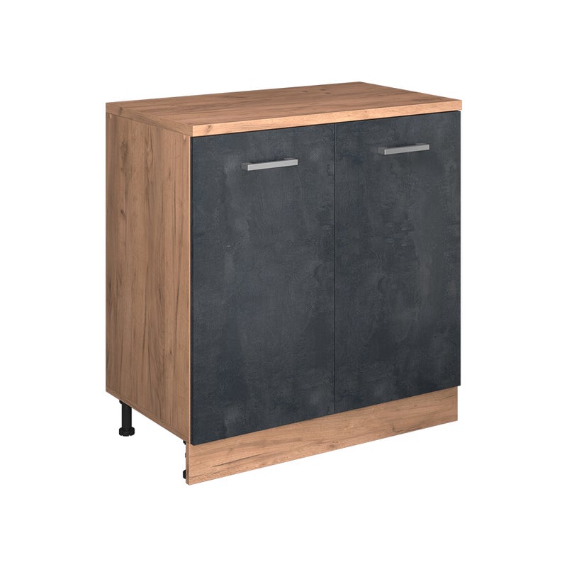 Vicco Kuchenna szafka pod skos R-Line, Czarny beton, 80 cm bez skosu z 2 drzwiami