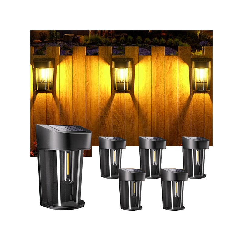 Lampy solarne do ogrodzenia, 6 sztuk, automatyczne włączanie/wyłączanie, dekoracyjne lampy słoneczne, ciepłe białe światło
