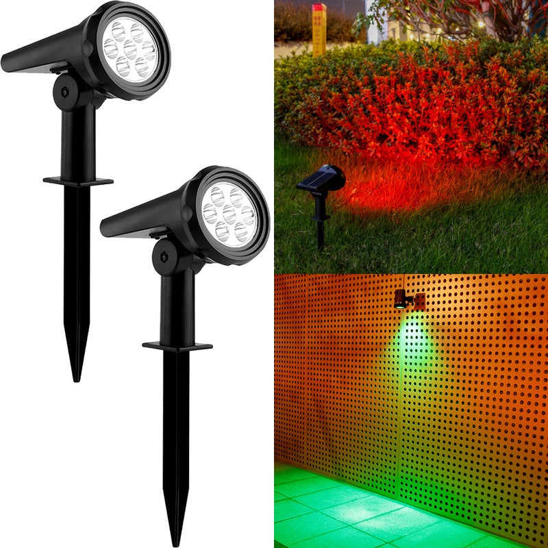 Zestaw 2 dekoracyjnych lamp solarnych do roślin ogrodowych, ochrona oczu, 7 LED [wielokolorowy gradient]