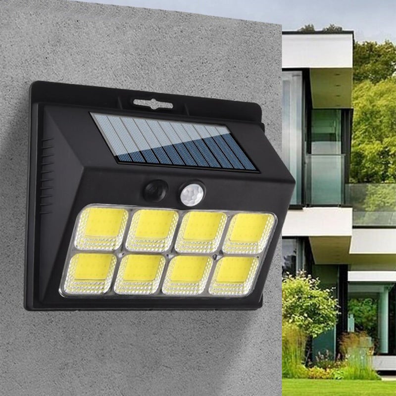 Zewnętrzne lampy solarne z czujnikiem ruchu, 3 tryby oświetlenia solarnego do zabezpieczenia ogrodzenia, patio, ogrodu, 128LED