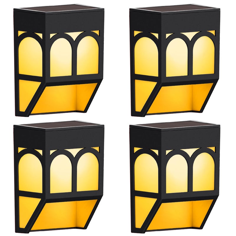 Pakiet 4 zewnętrznych lamp solarnych, lampy LED do ogrodzenia, wodoodporne kinkiety solarne, lampy solarne do patio i podwórka.