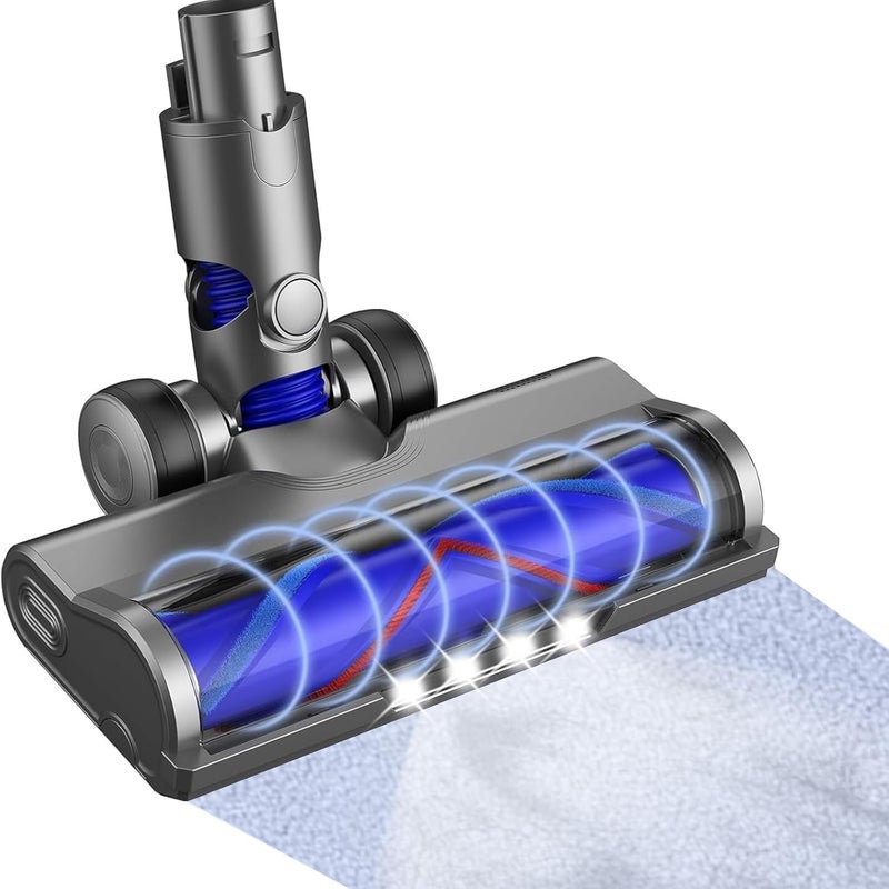 Bezprzewodowa końcówka odkurzacza do twardych podłóg, turbina w kształcie litery V z lampą dla Dyson V6, 4 LED
