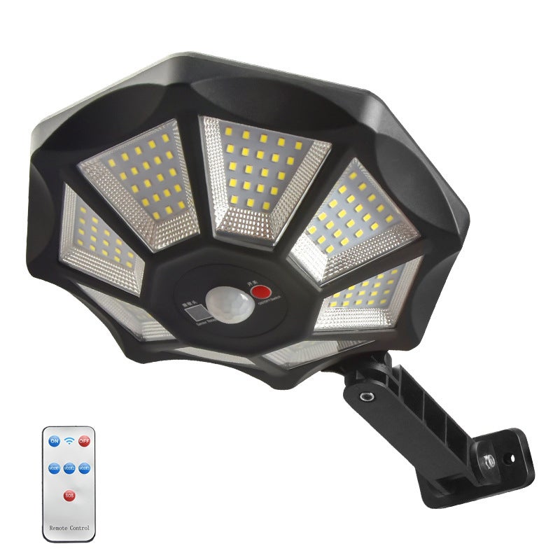 Zewnętrzne lampy solarne, wodoodporne światło IP65 z czujnikiem ruchu oraz pilotem, lampy ścienne solarne z 168 diodami LED 6500K