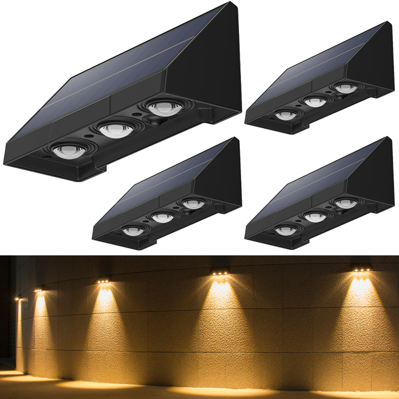 Zestaw 4 lamp solarnych do użytku na zewnątrz, lampy ogrodowe na energię słoneczną, lampy na ogrodzenie, lampy solarne LED do ogrodu.