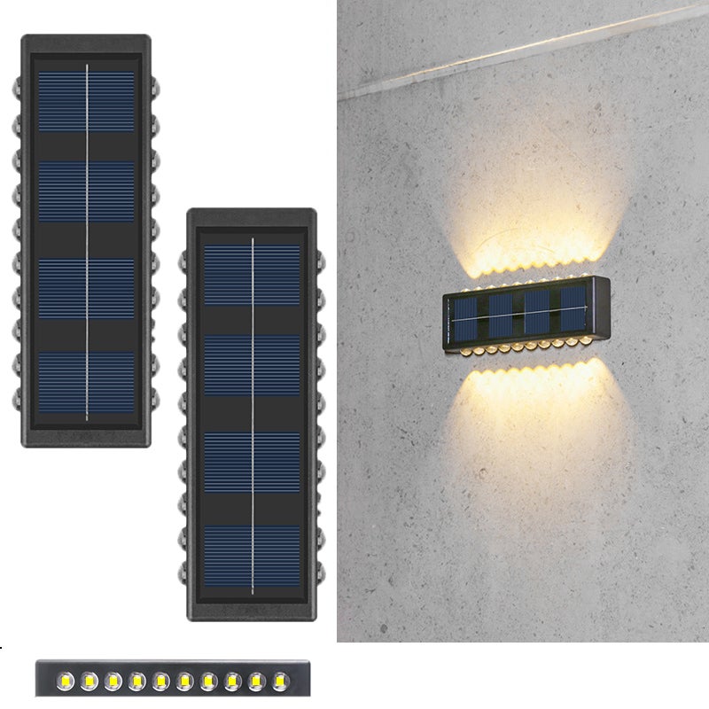 Lampa solarna 20 LED, lampa solarna na zewnątrz, wodoodporna IP65, do tarasu, schodów, patio, balustrady, ogrodu (ciepłe światło - 2 szt.)