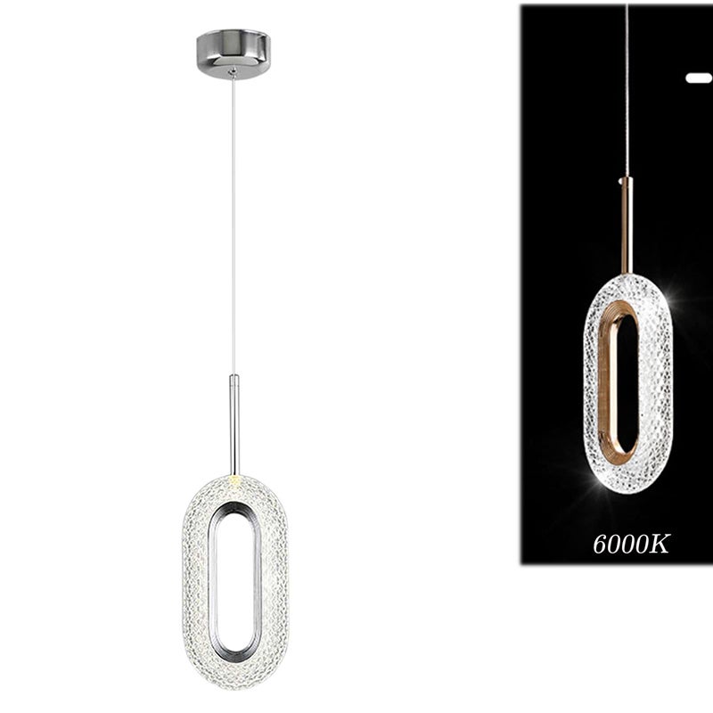 Plafoniera LED w srebrnym chromie, mini lampa wisząca do sypialni, korytarza, wejścia, wyspy kuchennej, białe światło 6000 K