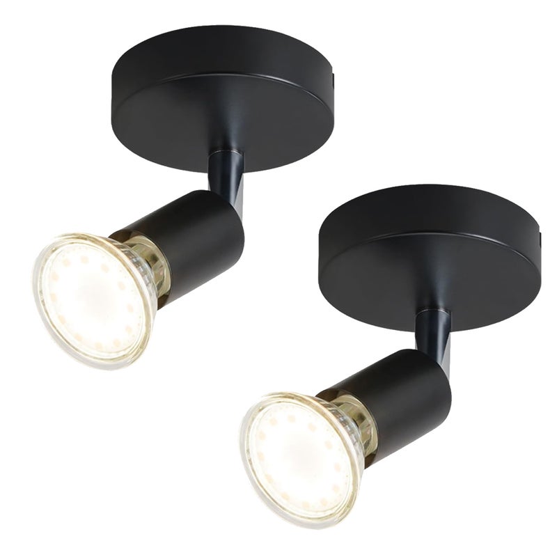 Spot sufitowy LED, nowoczesny plafon, spot sufitowy GU10, spot obrotowy o kącie 330°, lampa ścienna z żarówką, ciepła biel