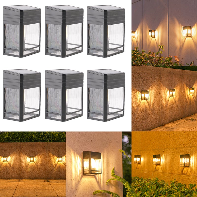 Lampa ścienna solarna z tungstenem 6 sztuk, zewnętrzna lampa LED [ciepłe światło]