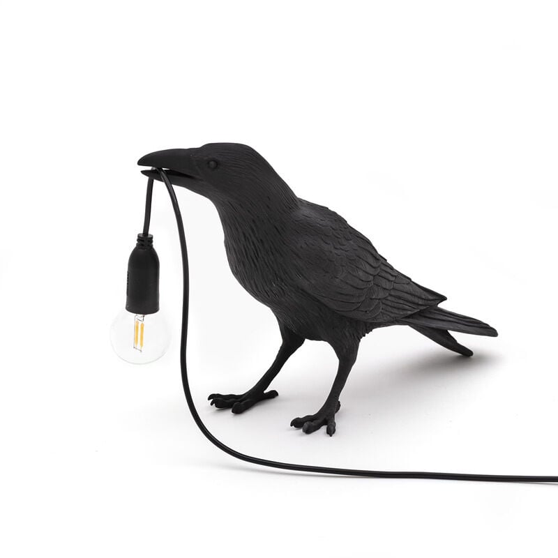 Lampka nocna, lampka ścienna, lampka stołowa - drewniany mebel, żywica, szczęśliwy ptak, lampka dekoracyjna