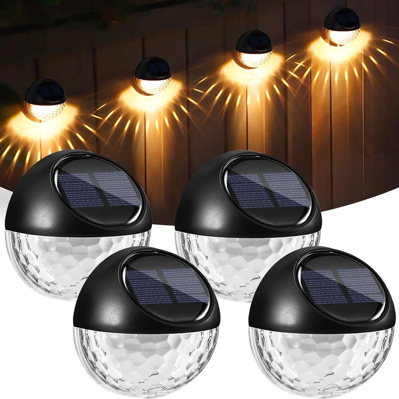 Zestaw 4 lamp solarnych do ogrodu, białe ciepłe lampy LED na ścianę, wodoodporne IP65, idealne na patio i zamknięte balkony.