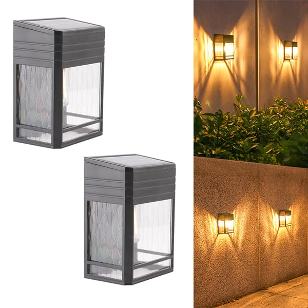 2 sztuki retro LED światła solarne na zewnątrz, wodoodporna lampa ścienna solarna, światło w stylu tungstenowym, ciepłe światło.