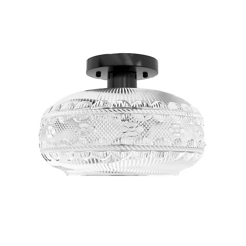 Półwpuszczany plafon 220 V, oświetlenie korytarza, retro lampa wewnętrzna, żarówka nie wchodzi w skład (czarna)