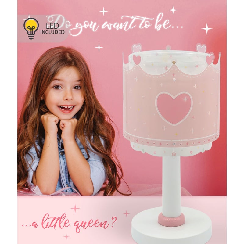Lampka nocna LED Little Queen - Korona i serca dla dzieci