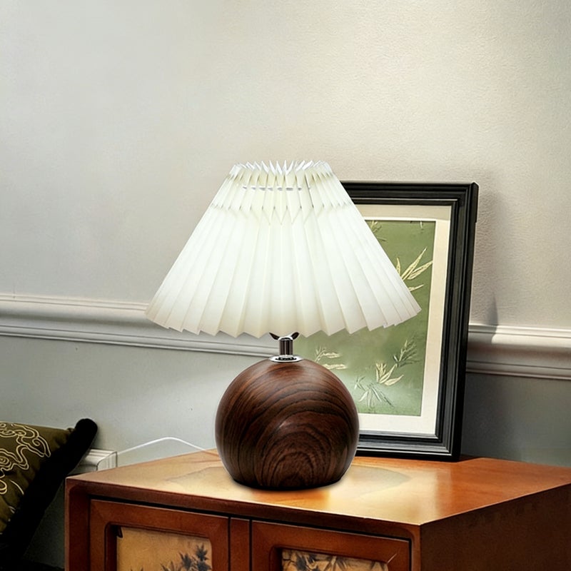 Lampa stołowa retro, lampka nocna, plisowana lampka nocna, lampka biurkowa, lampka nastrojowa, USB, dekoracja biura