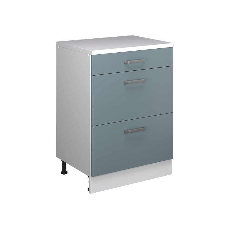 Vicco Kuchenna szafka pod skos R-Line, Niebiesko-szary, 60 cm bez skosu z 3 szufladami