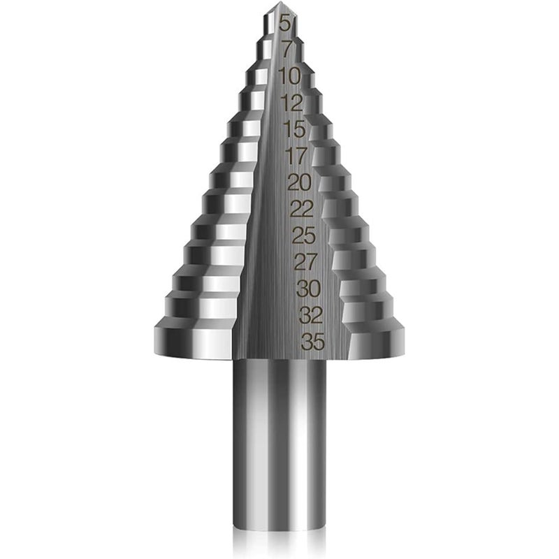 Wiertło do metalu, frez do metalu, wiertło stopniowe, frez stożkowy z podwójnym rowkiem (5 mm-35 mm) z powłoką tytanową, solidne