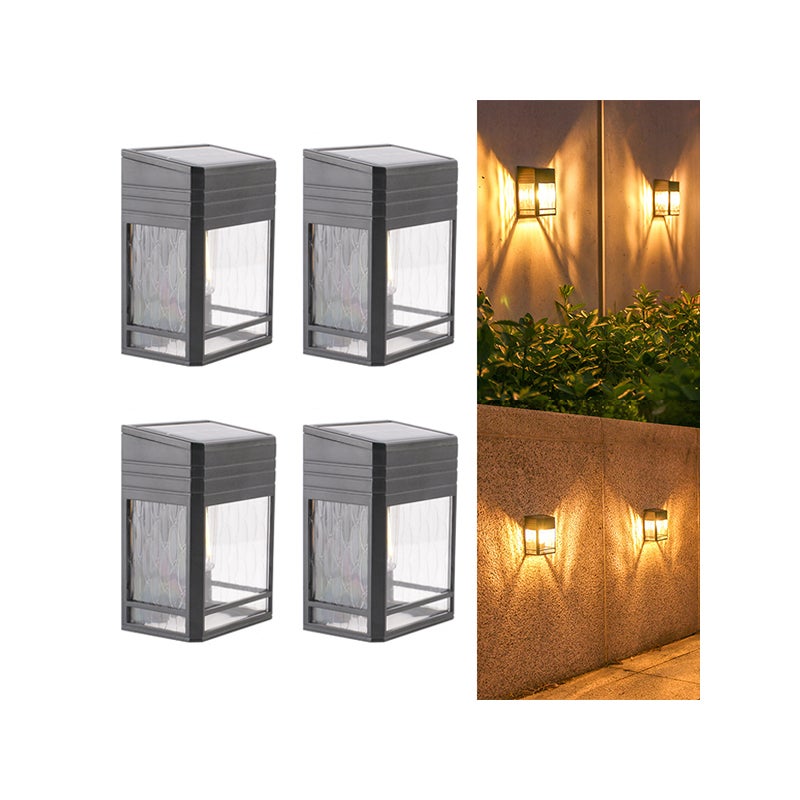 4 sztuki retro LED światło solarne zewnętrzne, wodoodporna lampa ścienna solarna, lampa ścienna z tungstenu, ciepłe światło.
