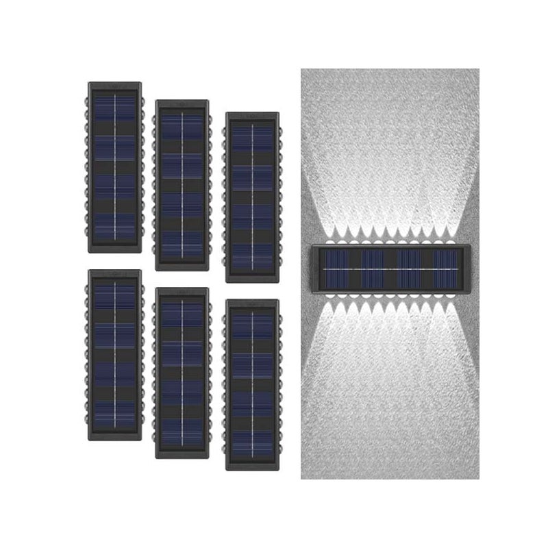 6x Spot LED Solaire - Murale, 22 LED, Oświetlenie Wash, Lampa Górna/Dolna, Wodoodporna, Dekoracja Pergoli/Ogrodu Nowoczesnego