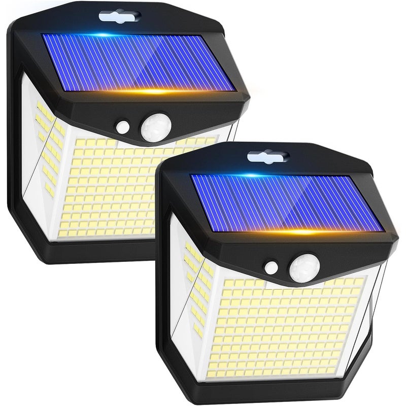 Lampa solarna zewnętrzna z detektorem ruchu - 248 LED, wodoodporna lampa solarna bezprzewodowa do użytku zewnętrznego - zestaw 2 sztuk