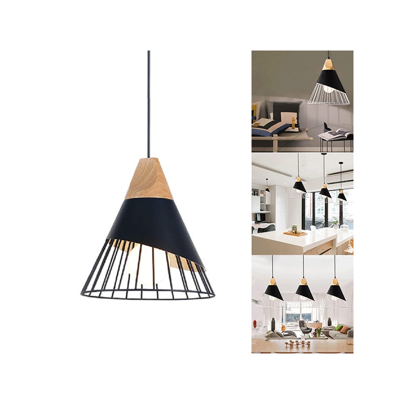 Nowoczesny wiszący żyrandol - metalowa klatka przemysłowa, ciepłe światło, Ø25cm - regulowany (150cm) - do otwartej kuchni, salonu, sypialni