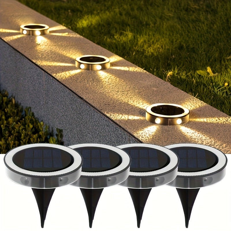 Zestaw 4 lamp solarnych LED do alejek, wielofunkcyjna lampa solarna na 6 otworów, dekoracyjne oświetlenie plastikowe do balkonu i ogrodu