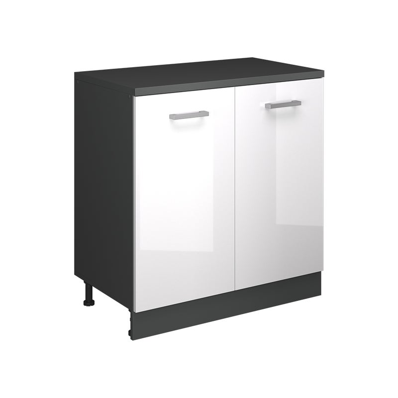 Vicco Kuchenna szafka pod skos R-Line, Biały wysoki połysk, 80 cm bez skosu z 2 drzwiami