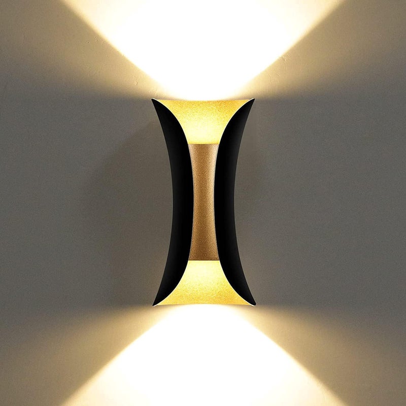 Lampa ścienna LED 10W Nowoczesna Kreatywna Lampa Ścienna Wodoodporna IP65 Aluminiowa Lampa LED do Użytku Wewnętrznego i Zewnętrznego Czarna + Złota