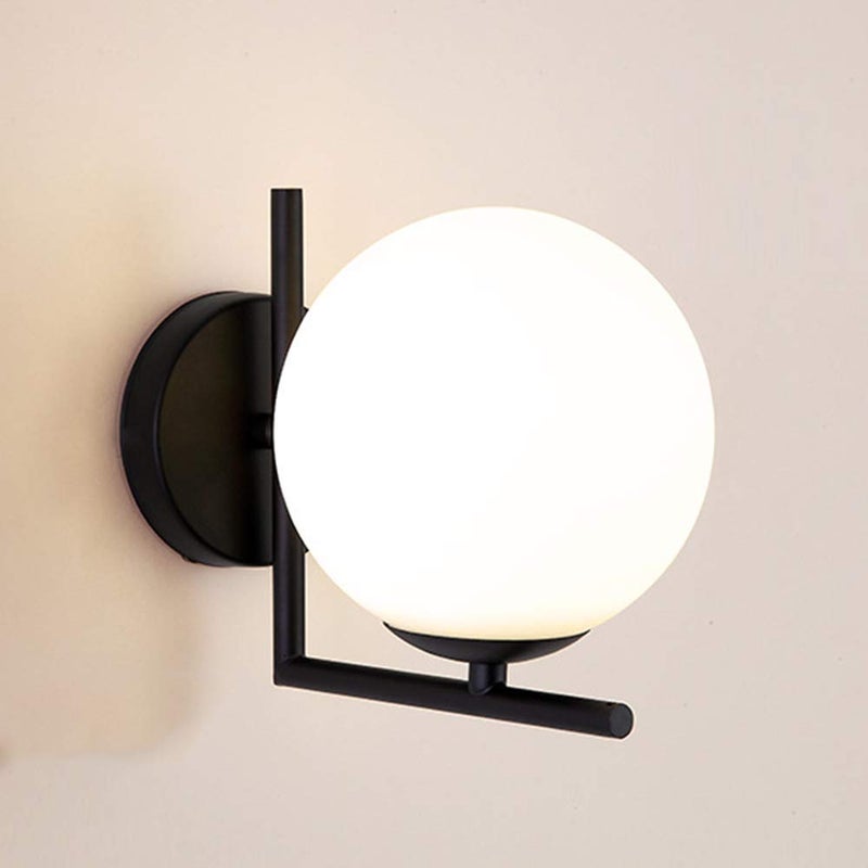 Lampa ścienna LED, nowoczesna kula ścienna z lampą szklaną, biała kula, lampa ścienna, metalowe spoty ścienne do wnętrz, do sypialni i korytarza.
