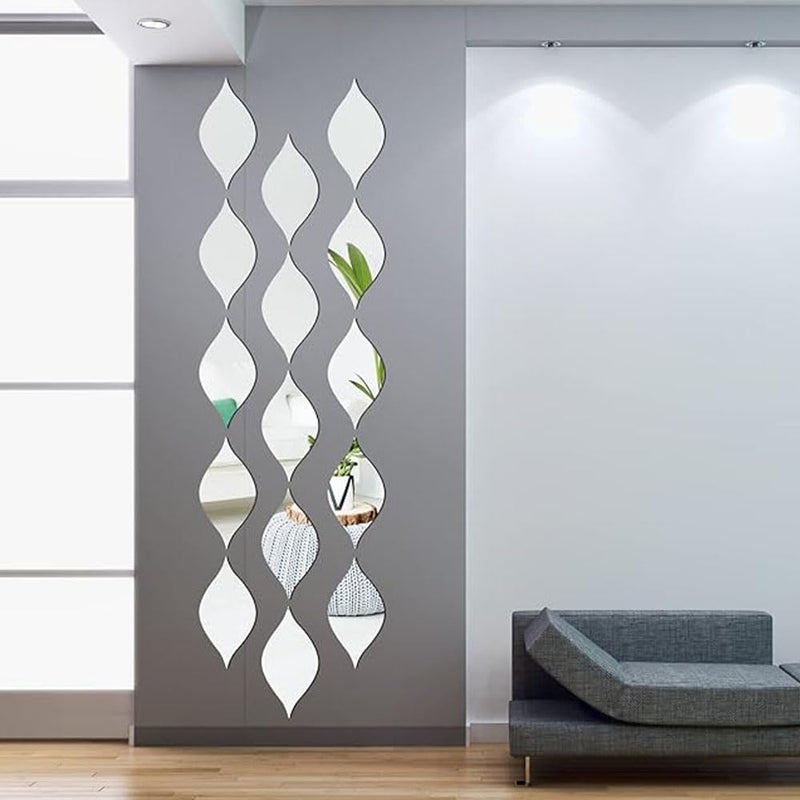 10 sztuk (srebro) 20 * 10 cm, stała naklejka ścienna lusterko diamentowe, lustrzane naklejki akrylowe do ścian, odklejalne geometricalne naklejki.