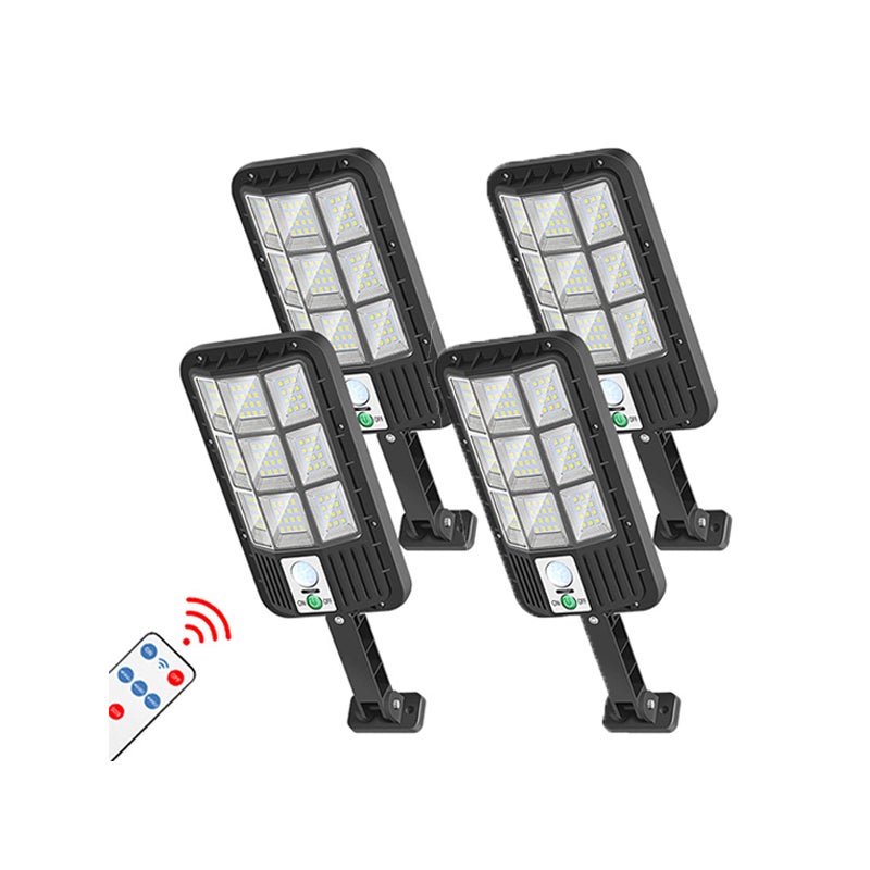 4 Białe światło słoneczne, czujnik lampy ulicznej 108 LED, inteligentna lampa ścienna z zdalnym sterowaniem
