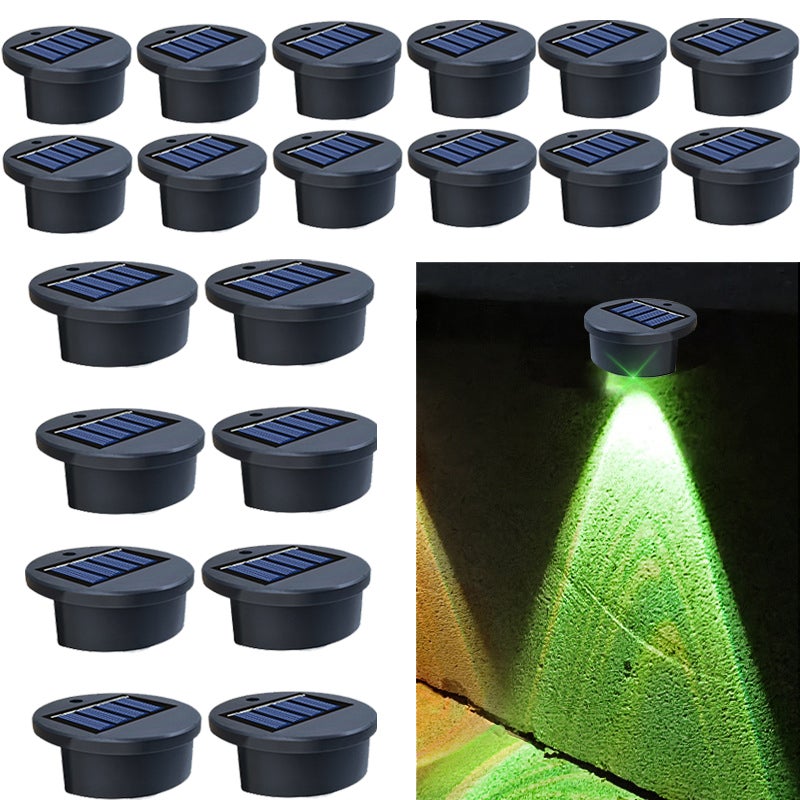 Pakiet 20 lamp solarnych LED do krawężników, lampy ścienne do schodów, kolorowe światła