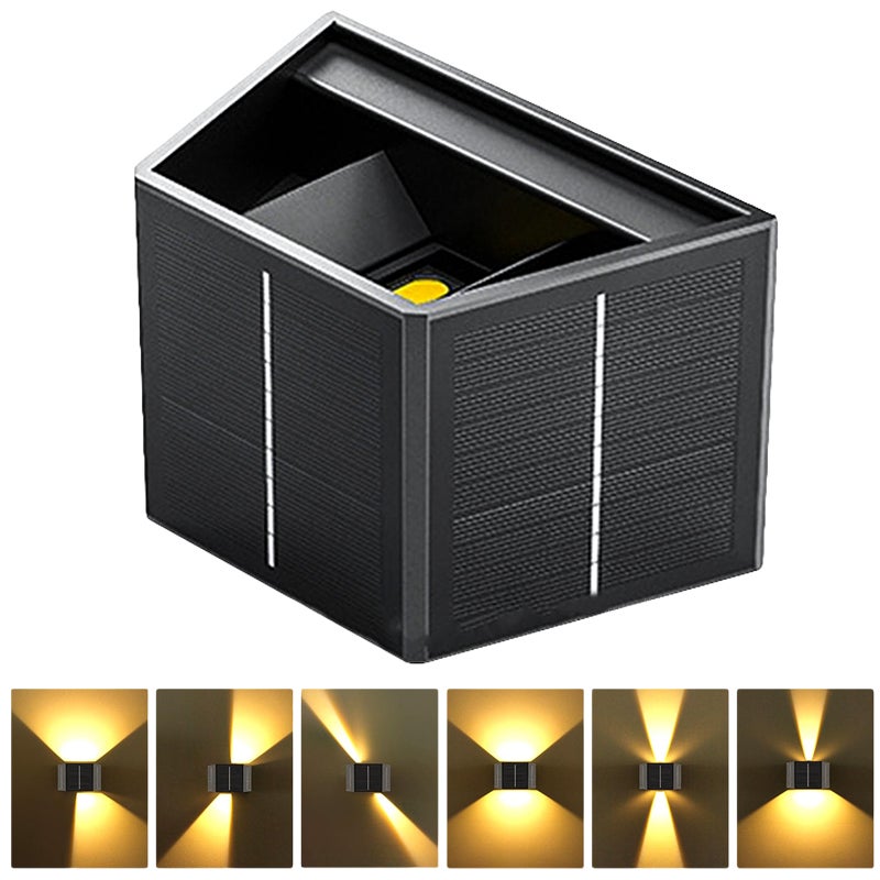 Lampka ścienna zewnętrzna solarna IP65 LED wodoodporna, od zmierzchu do świtu, regulowana lampka solarna do ogrodzenia, werandy, patio.