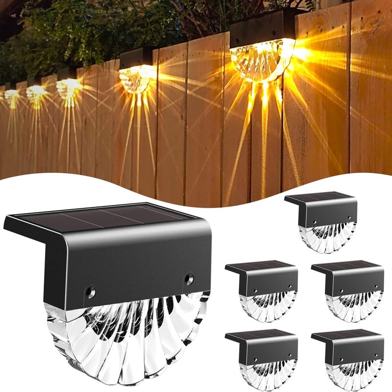 Lampy słoneczne do ogrodu zewnętrznego, oświetlenie LED do ściany zewnętrznej, 6-pack ciepłej bieli + kolor RGB, solarne lampy ogrodowe