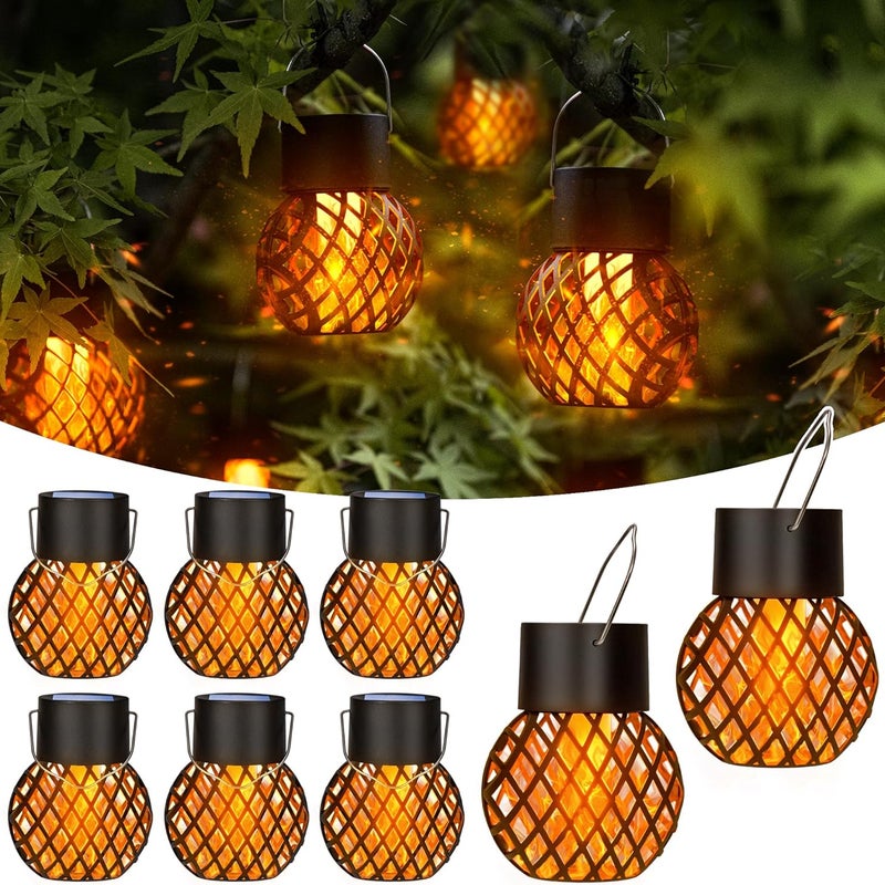 Lampy solarne na zewnątrz, pakiet 8 sztuk, lampy solarne wodoodporne, wiszące lampy solarne do ogrodu, zawieszenie ogrodowe