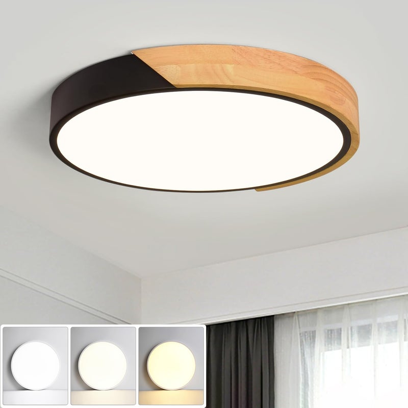 Plafon LED 40CM, metalowy plafon, nowoczesny plafon 36W, czarne światła dekoracyjne, 3 temperatury barwowe (3000K~6000K).