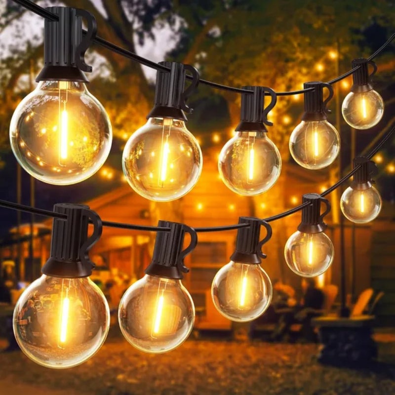 Girlanda Ogrodowa Zewnętrzna 30M, Girlanda Świetlna Zewnętrzna z 50+2 Żarówkami LED G40 IP45 Wodoodporna, Ciepłobiały Łańcuch Świetlny Zewnętrzny