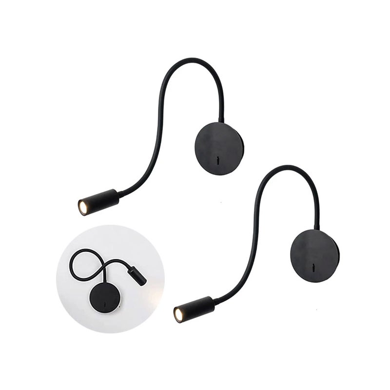 2 x Lampa ścienna LED - 3W USB, regulowana, 3000K ciepła biel, kąt regulowany 360° - do sypialni, salonu, przedpokoju - nowoczesny design