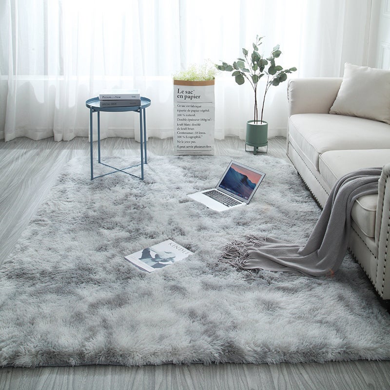Szara mata do salonu i sypialni z efektem tie-dye, długa, miękka dywanikowa mata nocna z zamszu o wymiarach 160 × 200 cm