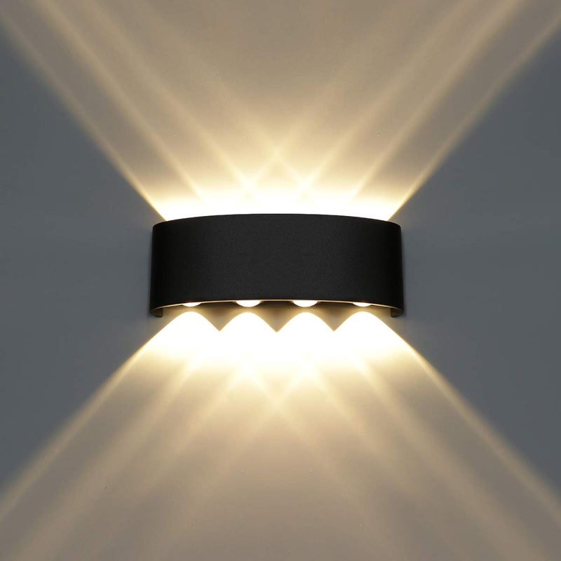 Nowoczesna lampa ścienna LED, kinkiet górny-dolny, wodoodporny, aluminiowy, LED do wnętrz i na zewnątrz do łazienki i salonu, 8W, ciepła bieli.