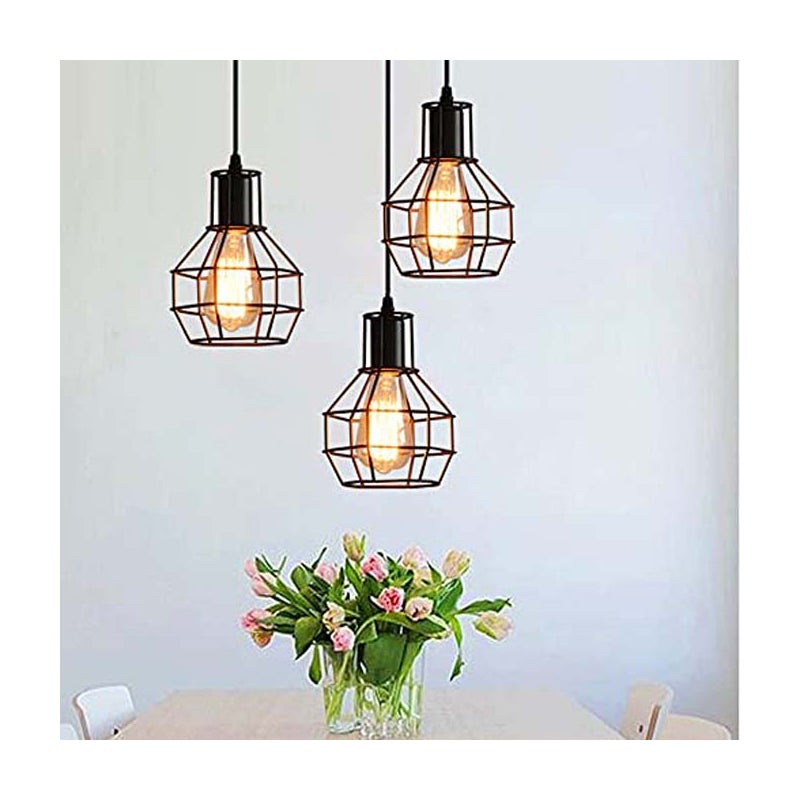 1 regulowana lampa wisząca, metalowa lampa LED w stylu retro, z żarówką Edison w zestawie, ciepłe światło 4 W