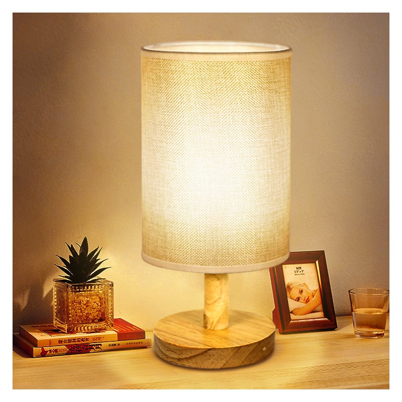 Lampka stołowa lniana, lampka nocna, lampka nocna retro, abażur lniany, USB
