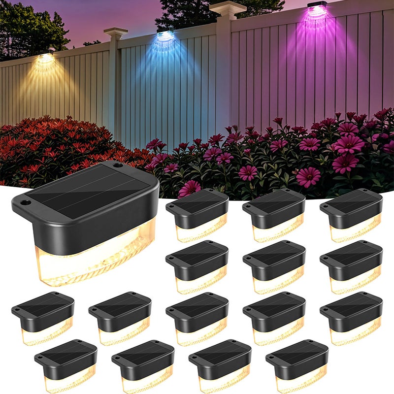 Zestaw 16 lamp solarnych LED na zewnątrz do oświetlenia ogrodzenia, idealnych do basenów i podwórek.