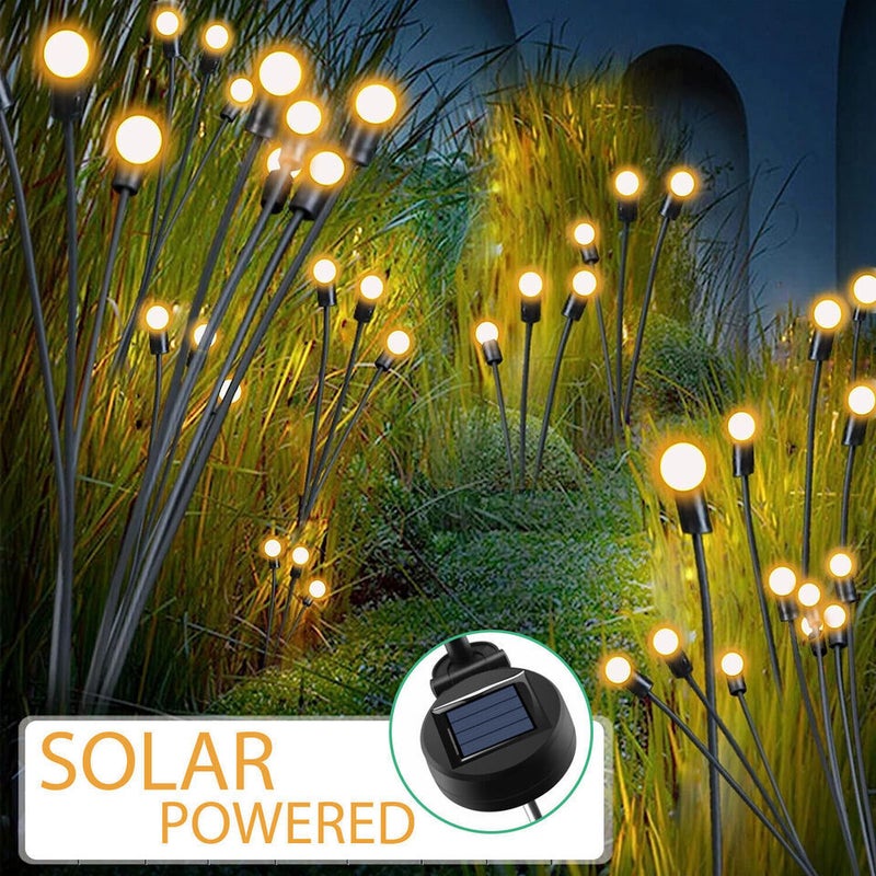 Lampy solarne na zewnątrz (zestaw 4, 32 LED), lampy solarne do ogrodu, lampy świetliki do dekoracji tarasu, światło ciepłe