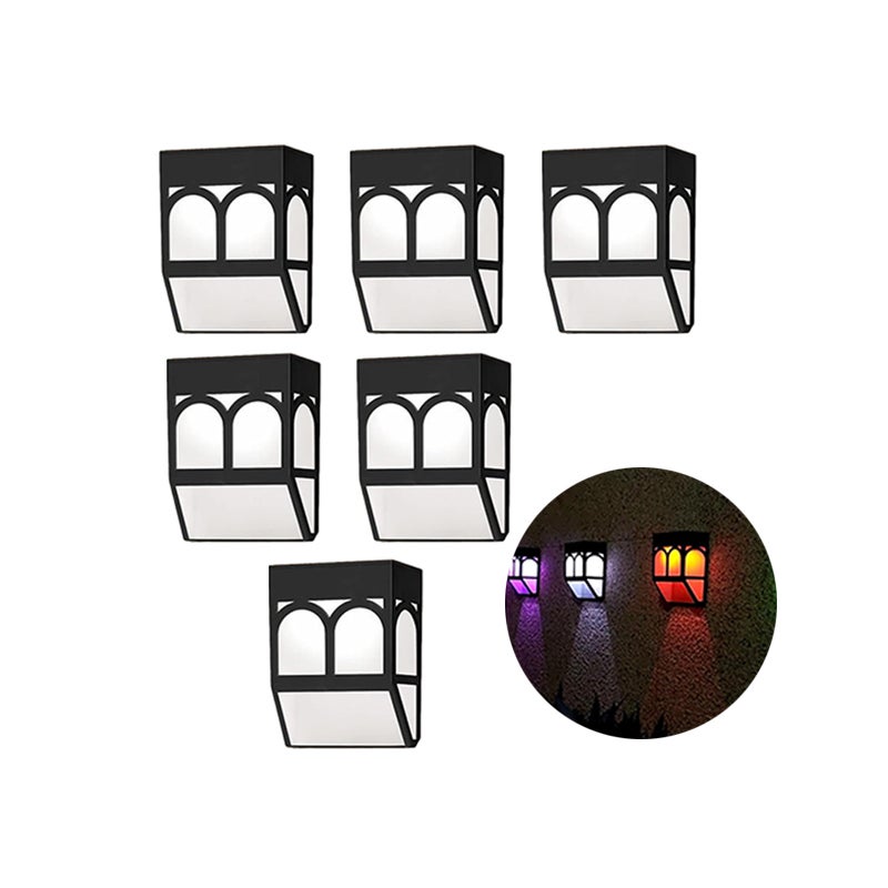 Zestaw 6 sztuk lamp solarnych do oświetlenia mostu, lampy słoneczne do ogrodzenia, LED, montowane na ścianie, powoli migoczące w kolorze.