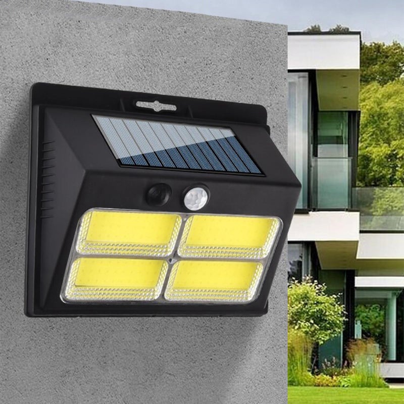 Zewnętrzne światła solarne z czujnikiem ruchu, lampy bezpieczeństwa solarne na ścianę w 3 trybach do ogrodzenia, podwórka, ogrodu, patio, 120 COB